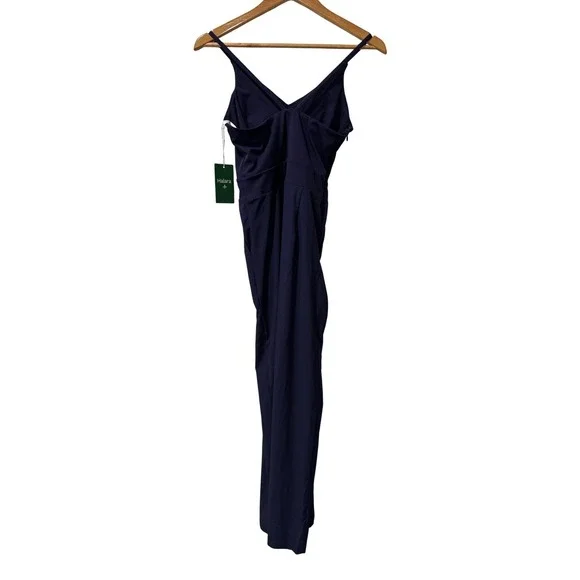 Halara Breezeful Jumpsuit‎ Petite XS Navy V Neck Wide Leg Athleisure - Picture 2 of 5